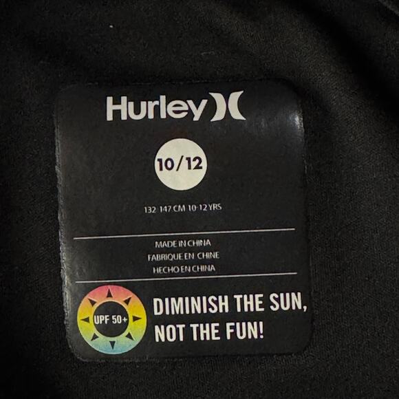 Hurley SZ 10-12 Kids Rash Guard Swim Shirt Long Sleeve Stretch H20-Dri UPF 50+ - Picture 6 of 7